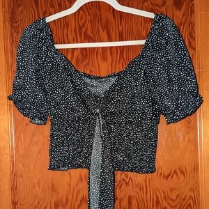Black white spotted sweetheart blouse